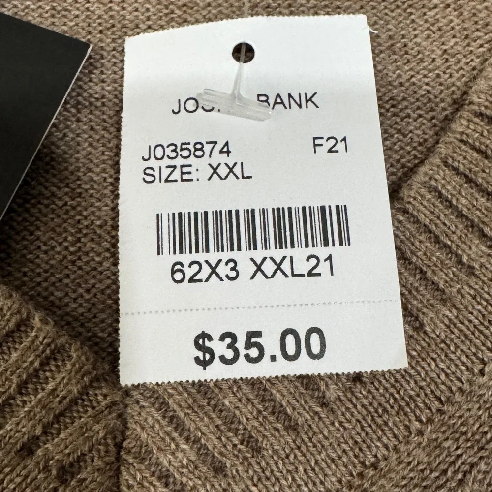 Jos. A. Bank Sweater Mens XXL Tan Traveler V-Neck 100% Pima Cotton J035874 NWT